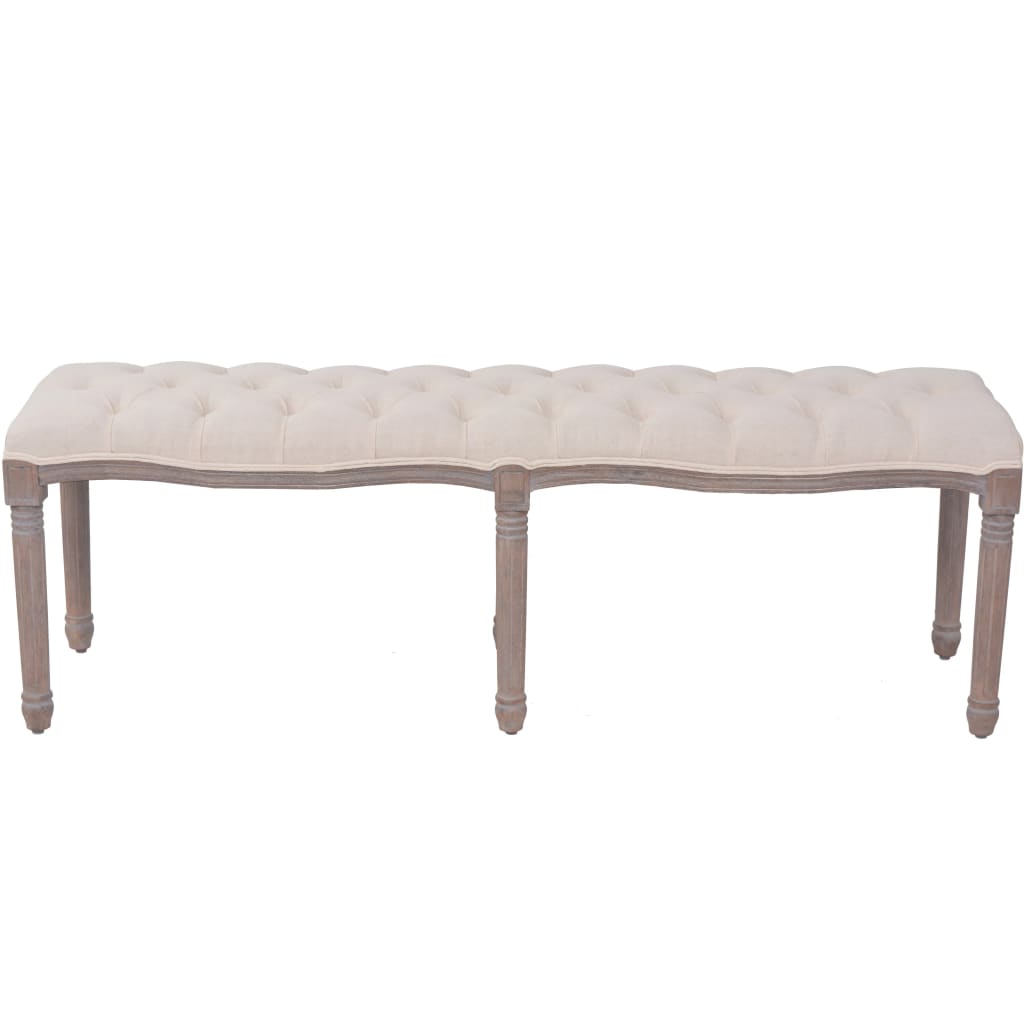 Banc Lin Bois massif 150 x 40 x 48 cm Blanc crème