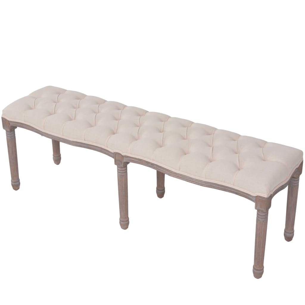 Banc Lin Bois massif 150 x 40 x 48 cm Blanc crème