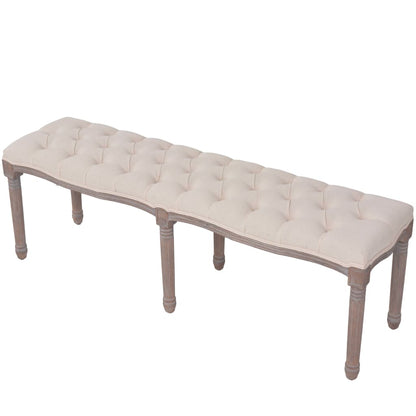 Banc Lin Bois massif 150 x 40 x 48 cm Blanc crème