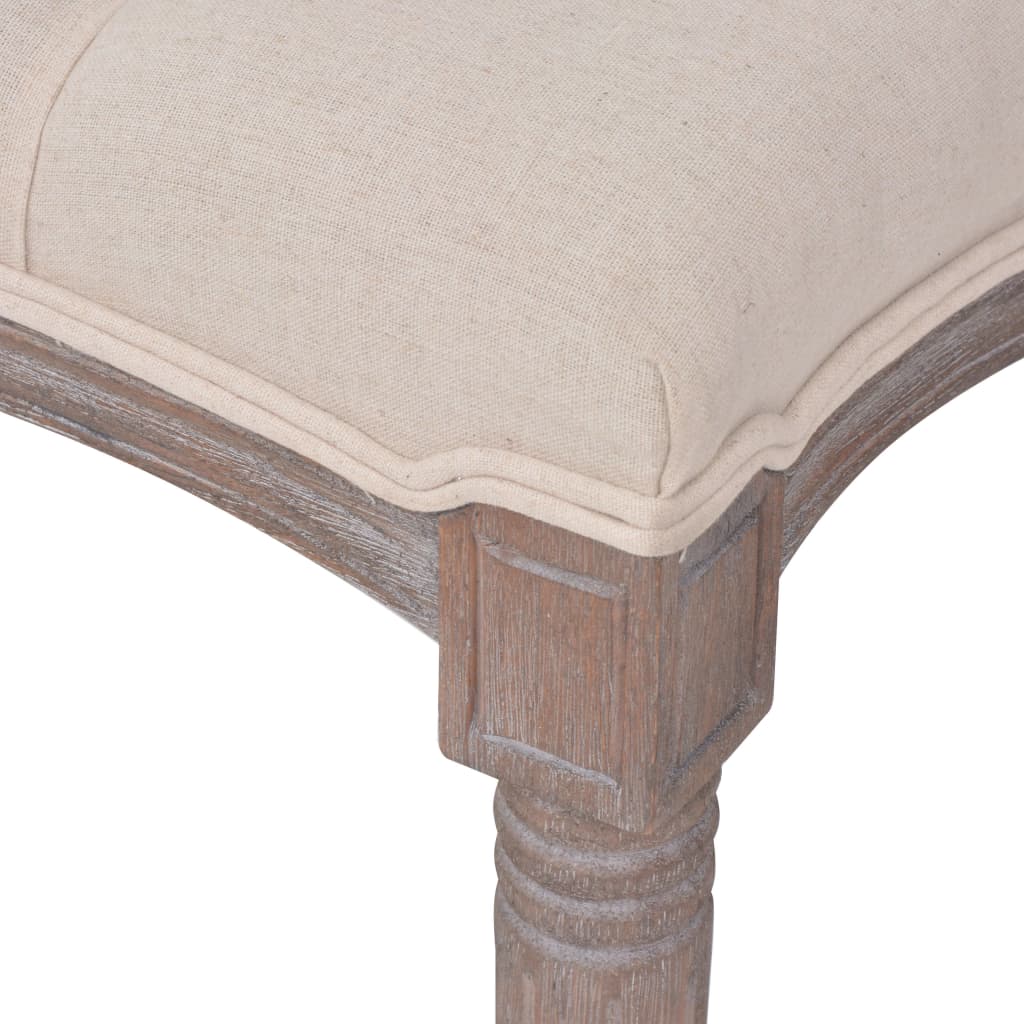 Banc Lin Bois massif 150 x 40 x 48 cm Blanc crème