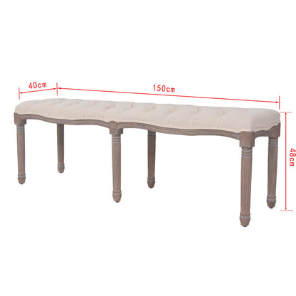 Banc Lin Bois massif 150 x 40 x 48 cm Blanc crème