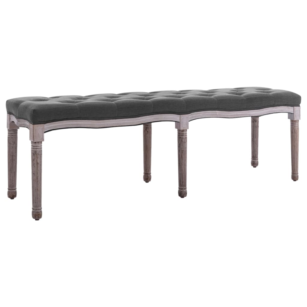 Banc Lin Bois solide 150x40x48 cm Gris foncé