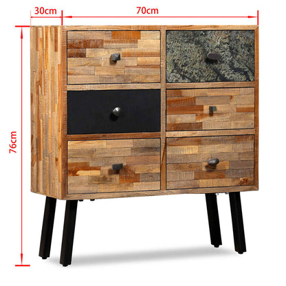 Armoire latérale avec 6 tiroirs Teck massif de récupération