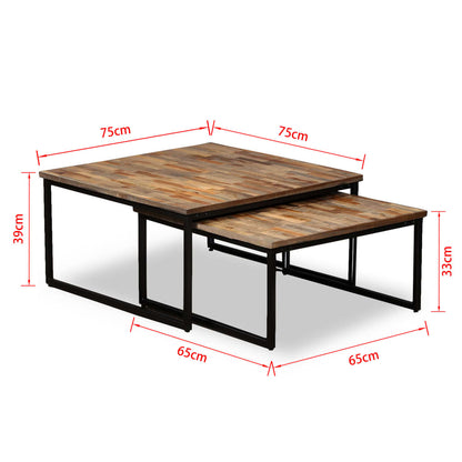 Ensemble de table basse gigogne 2 pcs Teck massif récupération