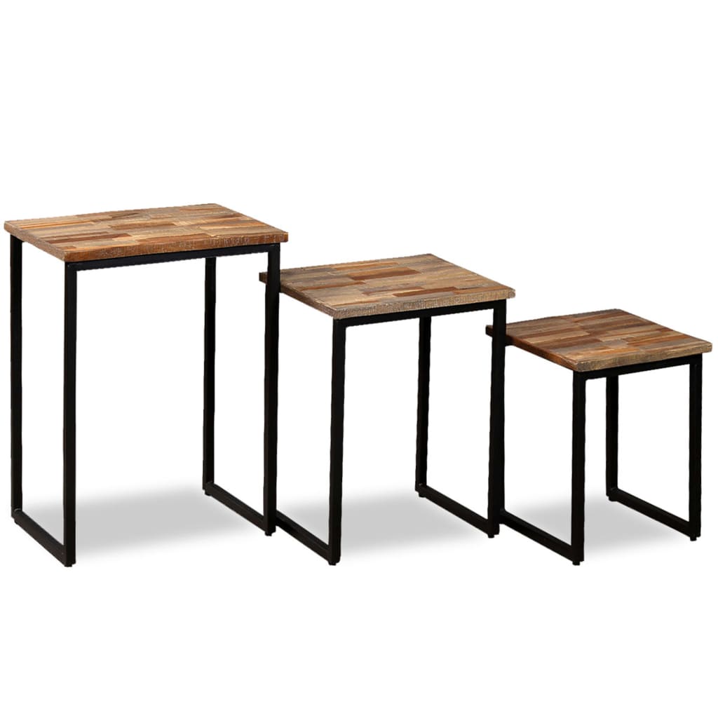 Ensemble de table basse gigogne 3 pcs Teck massif récupération