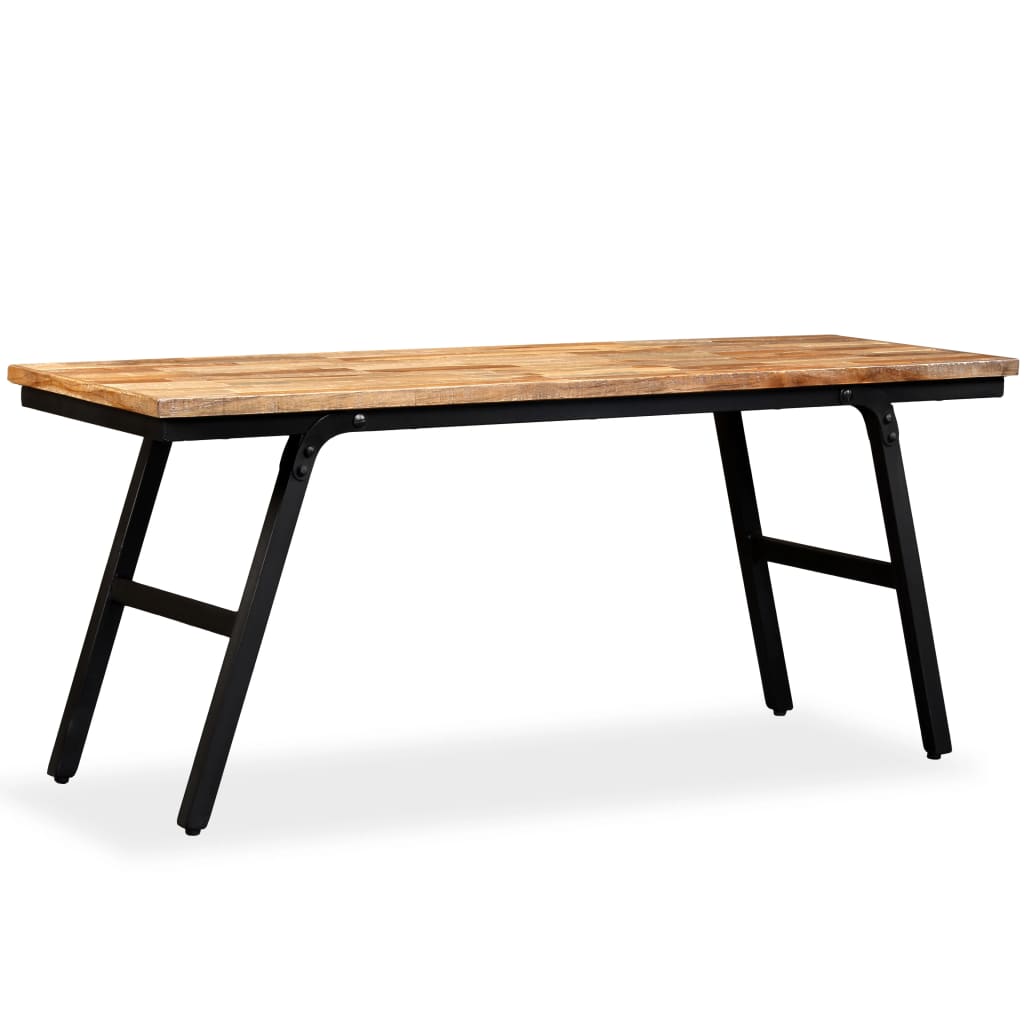 Banc Teck de récupération et acier 110 x 35 x 45 cm