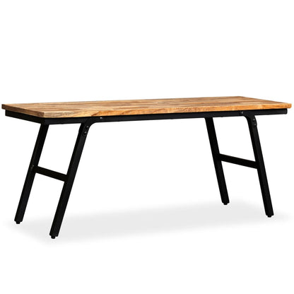 Banc Teck de récupération et acier 110 x 35 x 45 cm