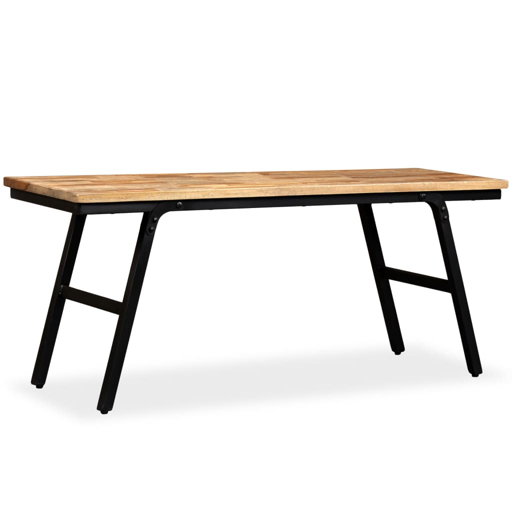 Banc Teck de récupération et acier 110 x 35 x 45 cm