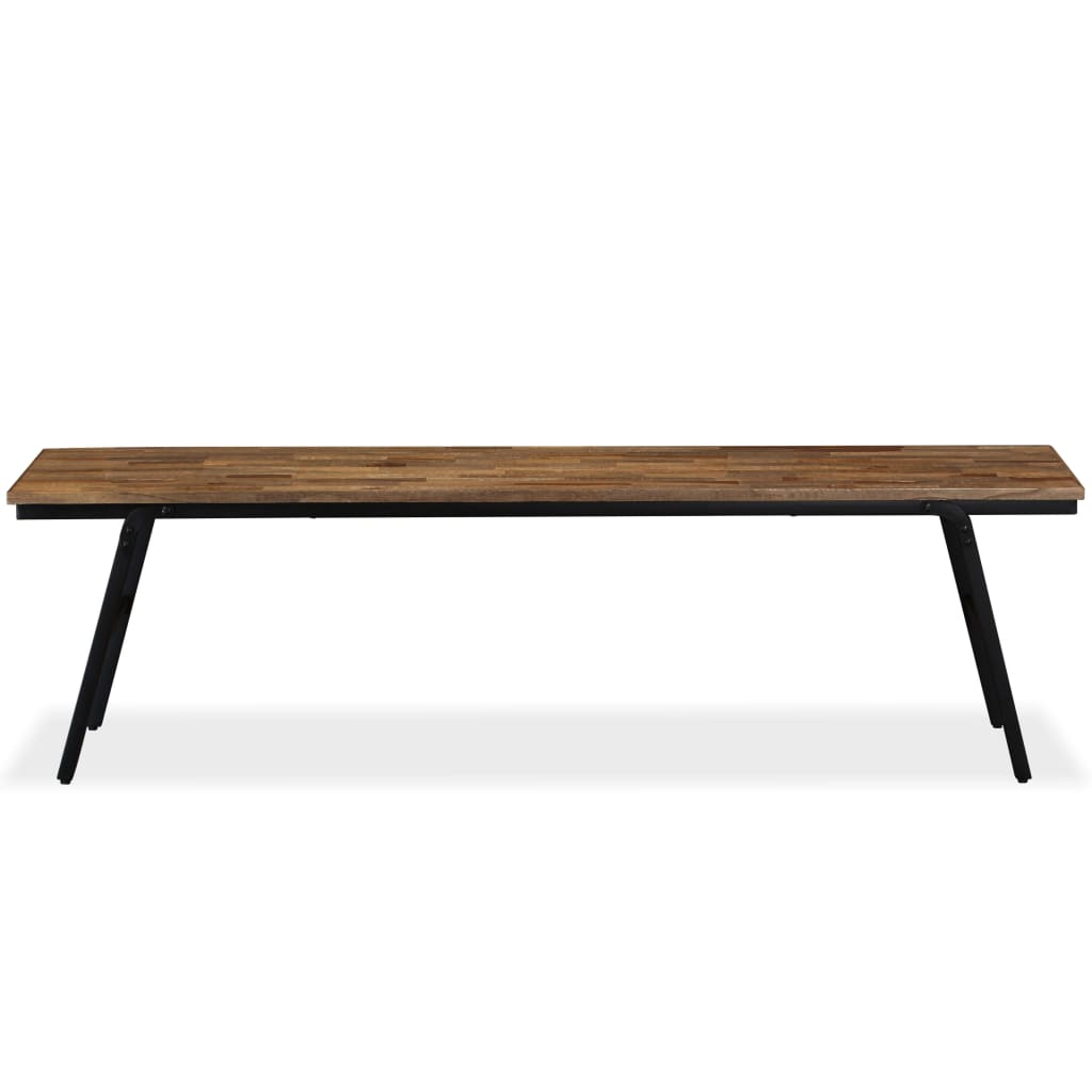 Banc Teck de récupération et acier 160 x 35 x 45 cm