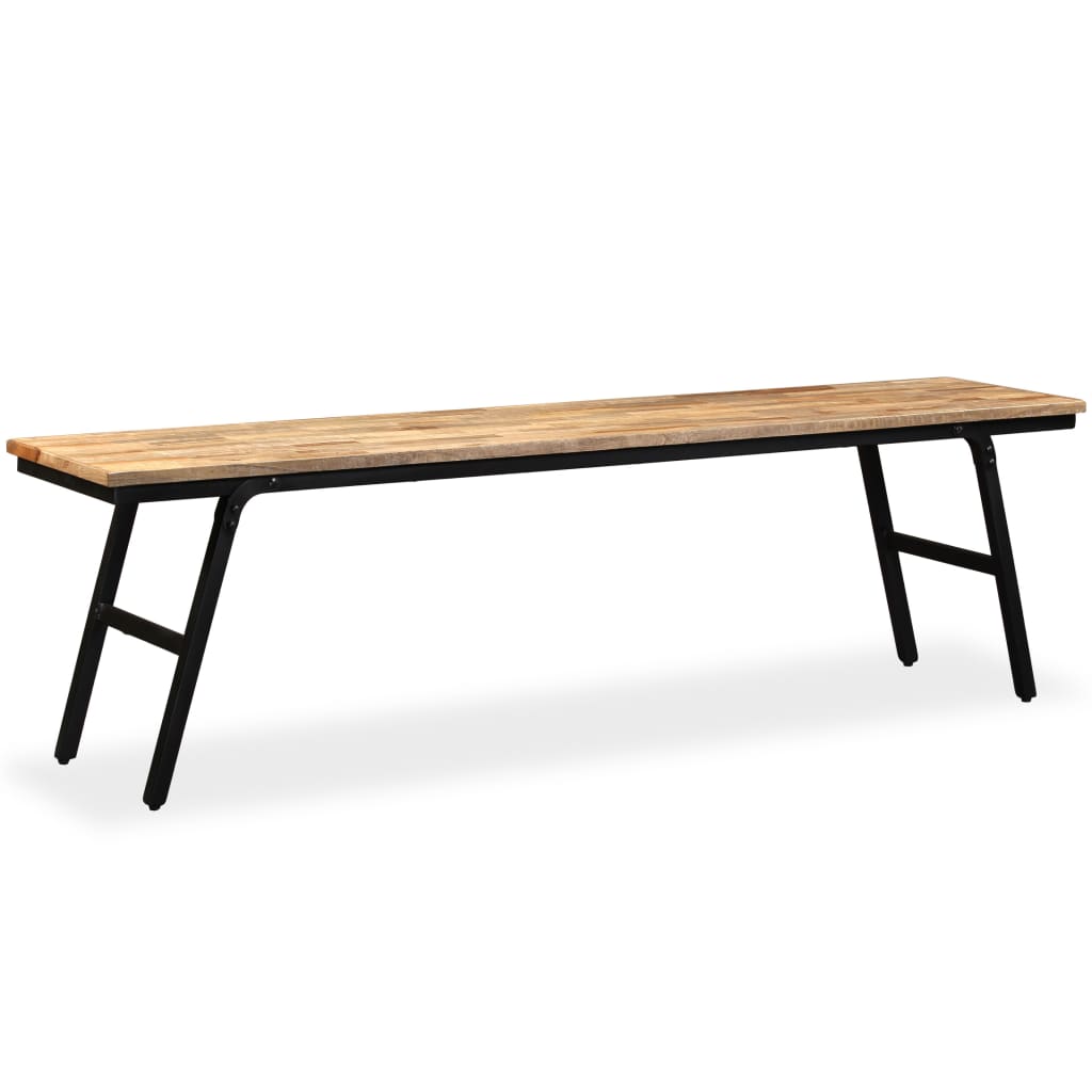 Banc Teck de récupération et acier 160 x 35 x 45 cm