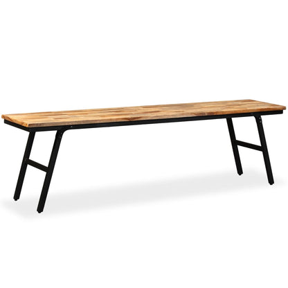 Banc Teck de récupération et acier 160 x 35 x 45 cm