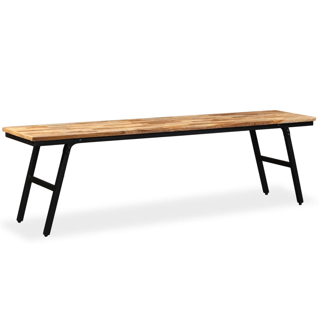 Banc Teck de récupération et acier 160 x 35 x 45 cm