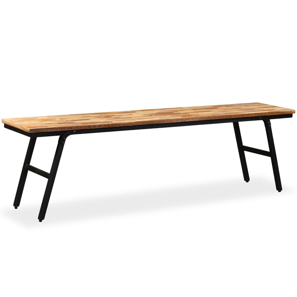 Banc Teck de récupération et acier 160 x 35 x 45 cm