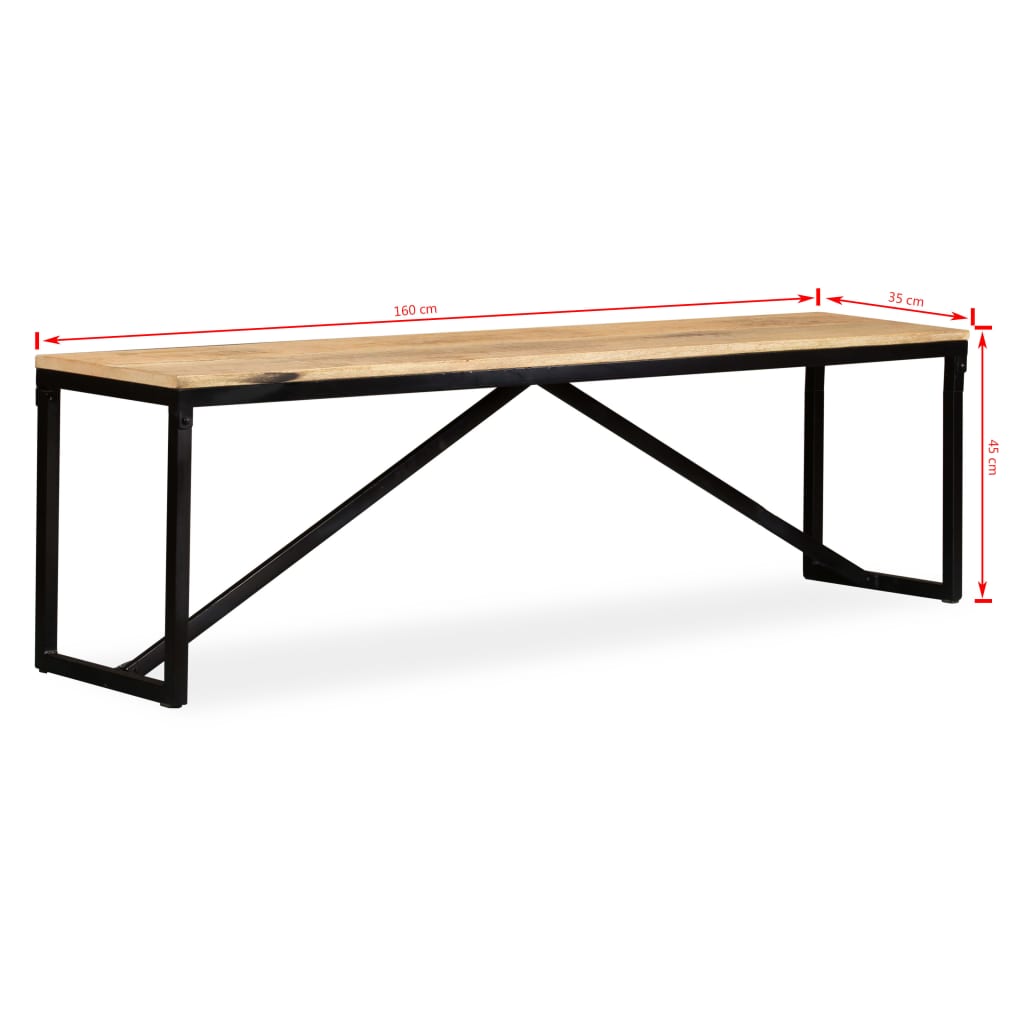 Banc Bois de manguier massif 160x35x45 cm