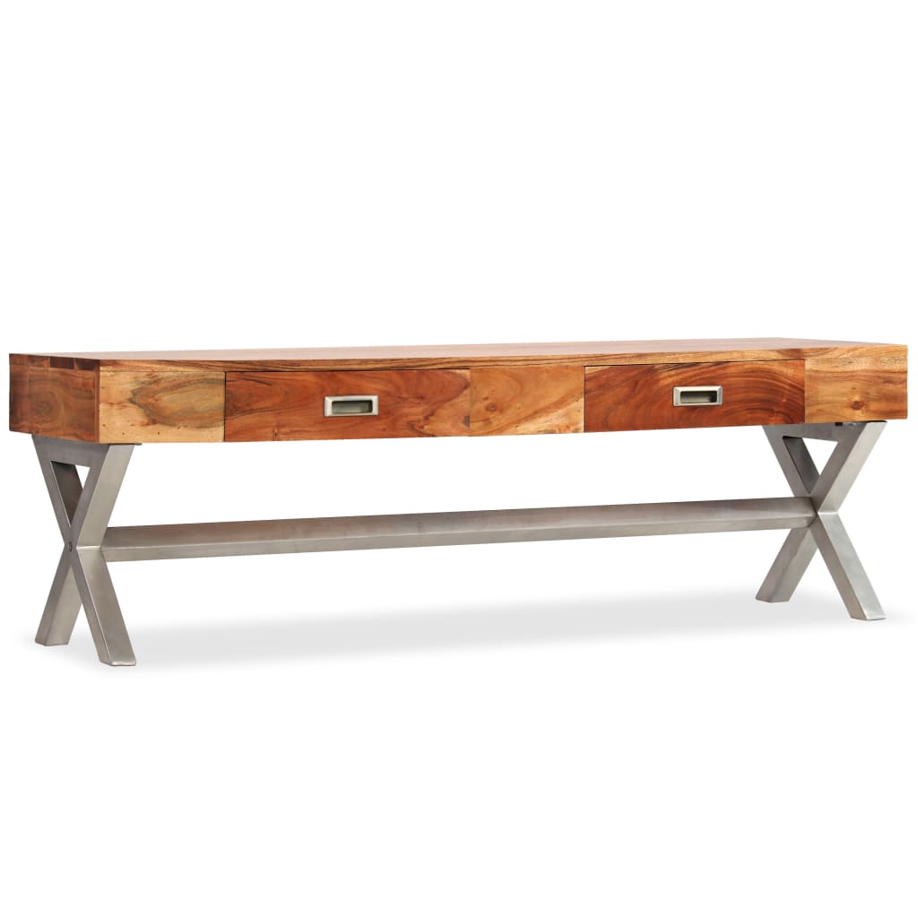 Meuble TV avec tiroirs bois d’acacia massif 140 cm