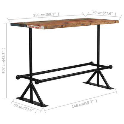 Table de bar Bois récupération massif Multicolore 150x70x107 cm