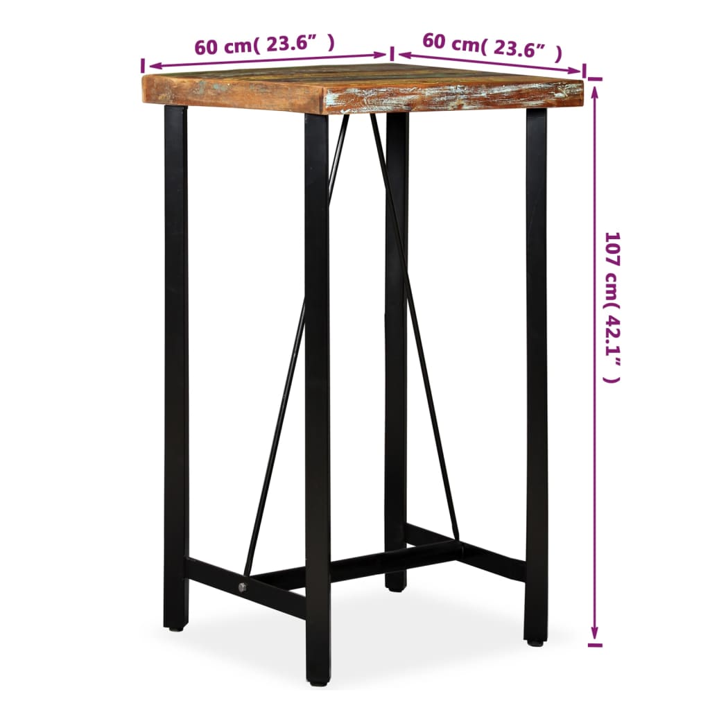 Table de bar Bois de récupération massif 60x60x107 cm