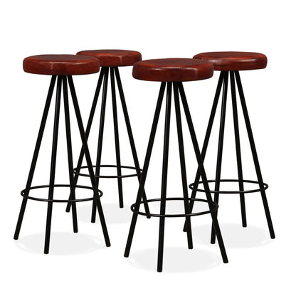 Tabourets de bar lot de 4 cuir véritable