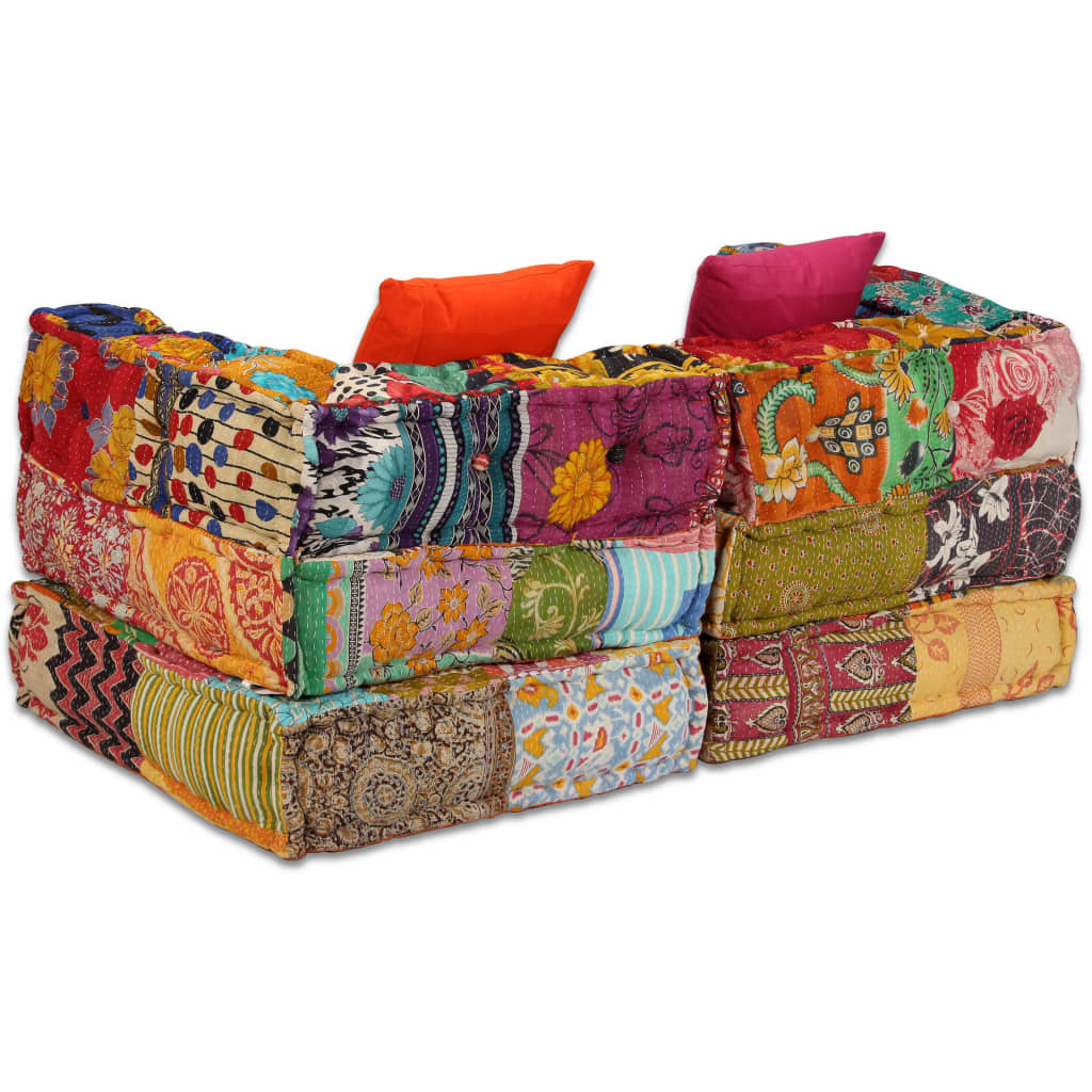 Pouf modulaire à 2 places Patchwork Tissu