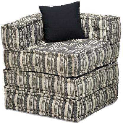 Pouf modulaire à 2 places Gris rayé Tissu