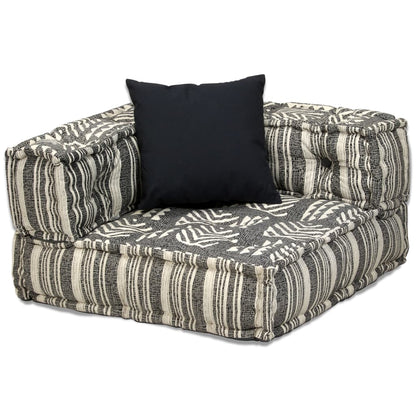 Pouf modulaire à 2 places Gris rayé Tissu