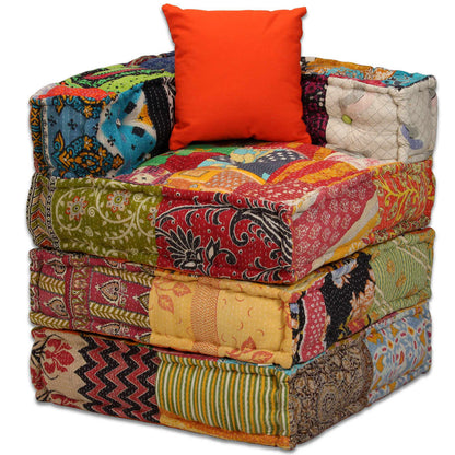 Pouf modulaire à 4 places Patchwork Tissu