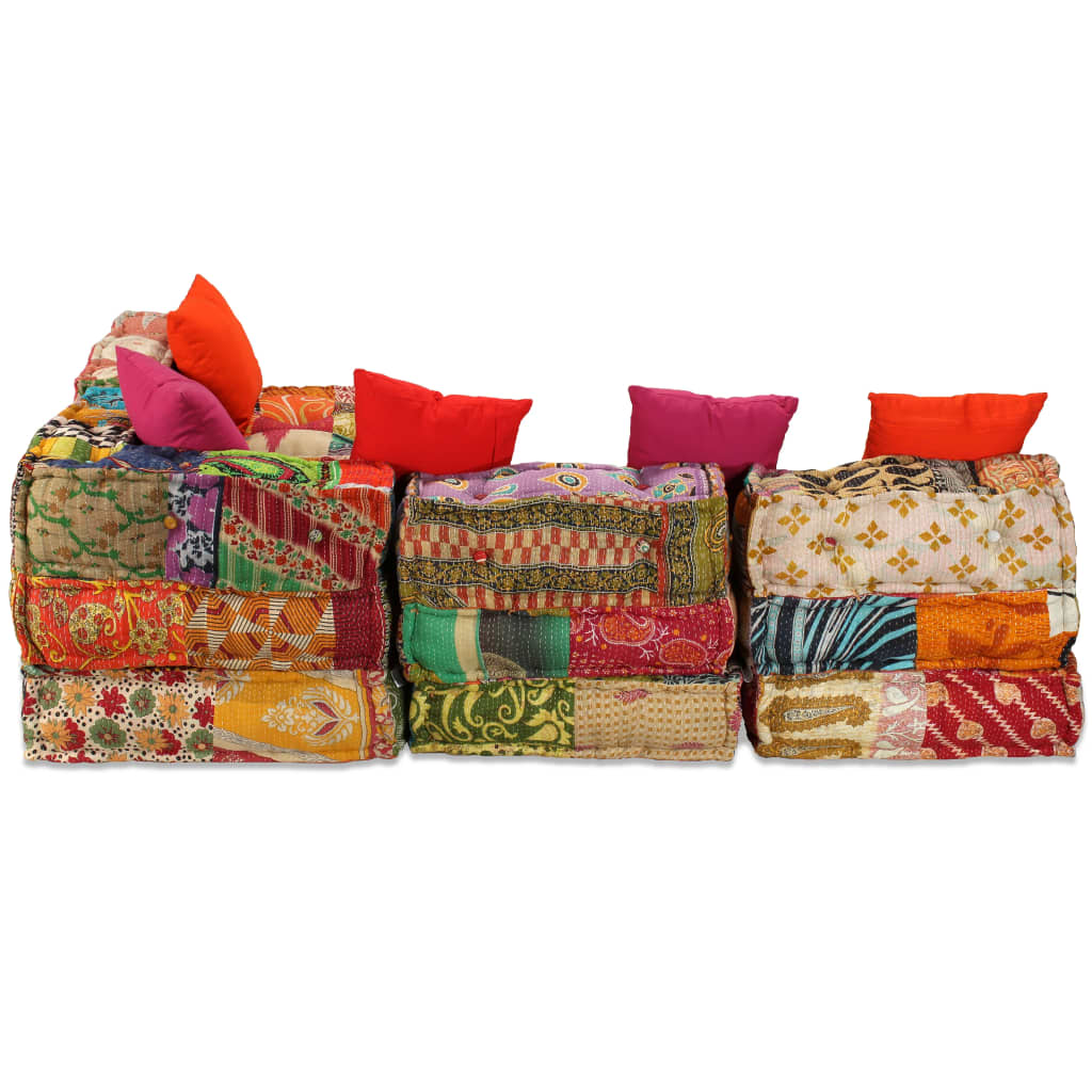 Pouf modulaire à 4 places Patchwork Tissu