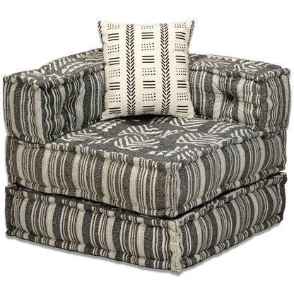 Pouf modulaire à 4 places Gris rayé Tissu