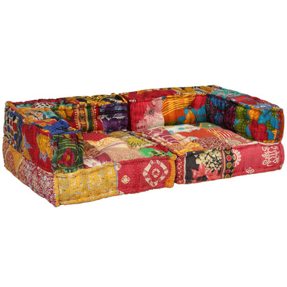 Pouf modulaire à 2 places Patchwork Tissu