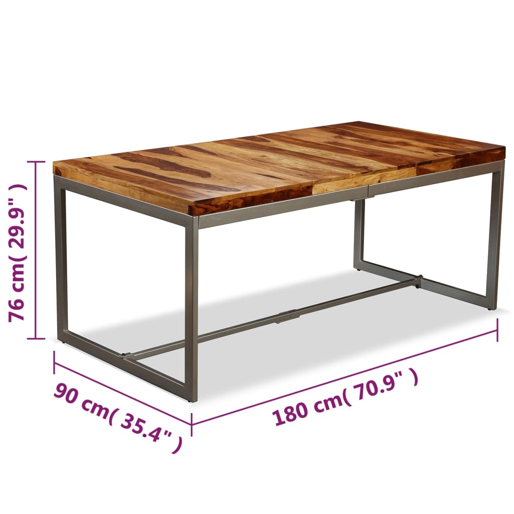 Table à manger Bois massif et acier 180 cm