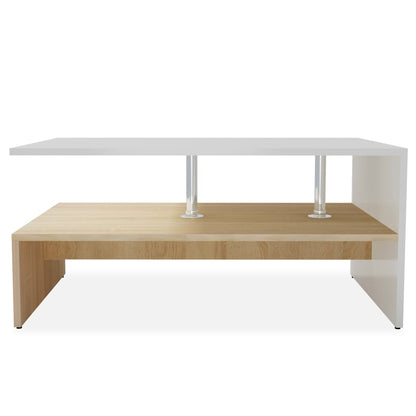 Table basse Bois d'ingénierie 90x59x42 cm Chêne et blanc