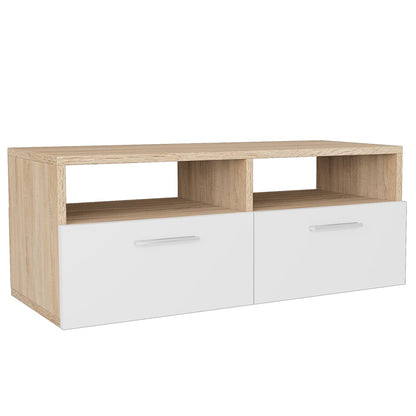 Meuble TV Bois d’ingénierie 95x35x36 cm Chêne et blanc