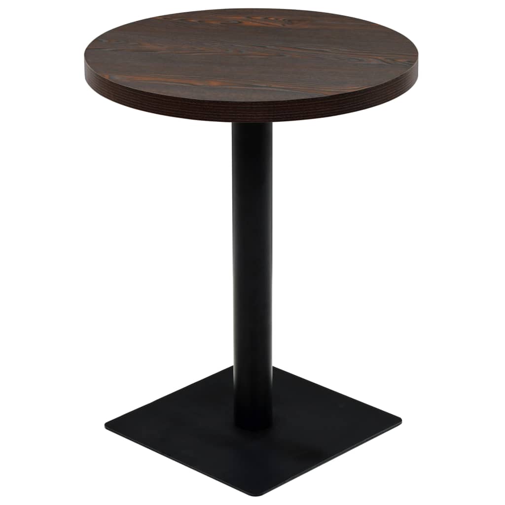 Table de bistro MDF et acier Rond 60 x 75 cm Frêne foncé