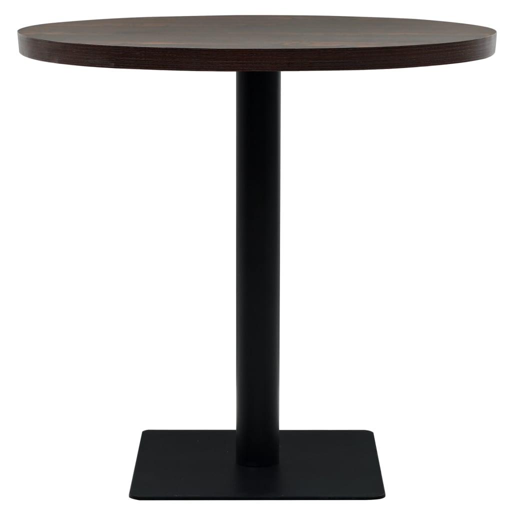 Table de bistro MDF et acier Rond 80 x 75 cm Frêne foncé