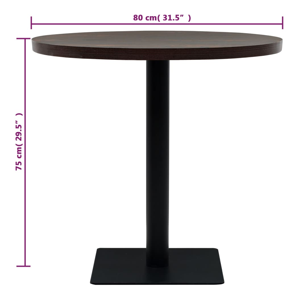 Table de bistro MDF et acier Rond 80 x 75 cm Frêne foncé