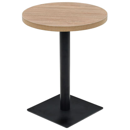 Table de bistro MDF et acier Rond 60 x 75 cm Couleur de chêne