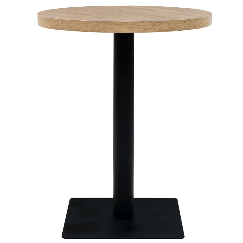 Table de bistro MDF et acier Rond 60 x 75 cm Couleur de chêne