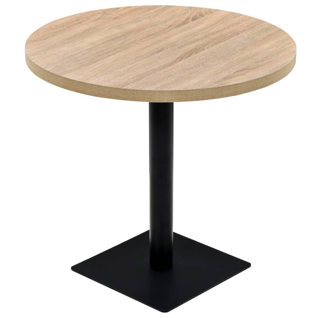 Table de bistro MDF et acier Rond 80 x 75 cm Couleur de chêne