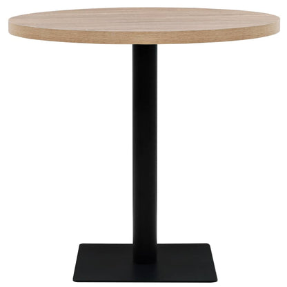 Table de bistro MDF et acier Rond 80 x 75 cm Couleur de chêne