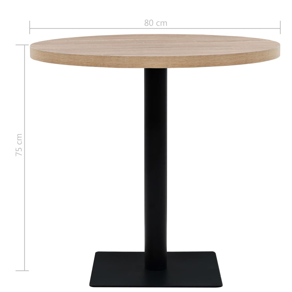 Table de bistro MDF et acier Rond 80 x 75 cm Couleur de chêne