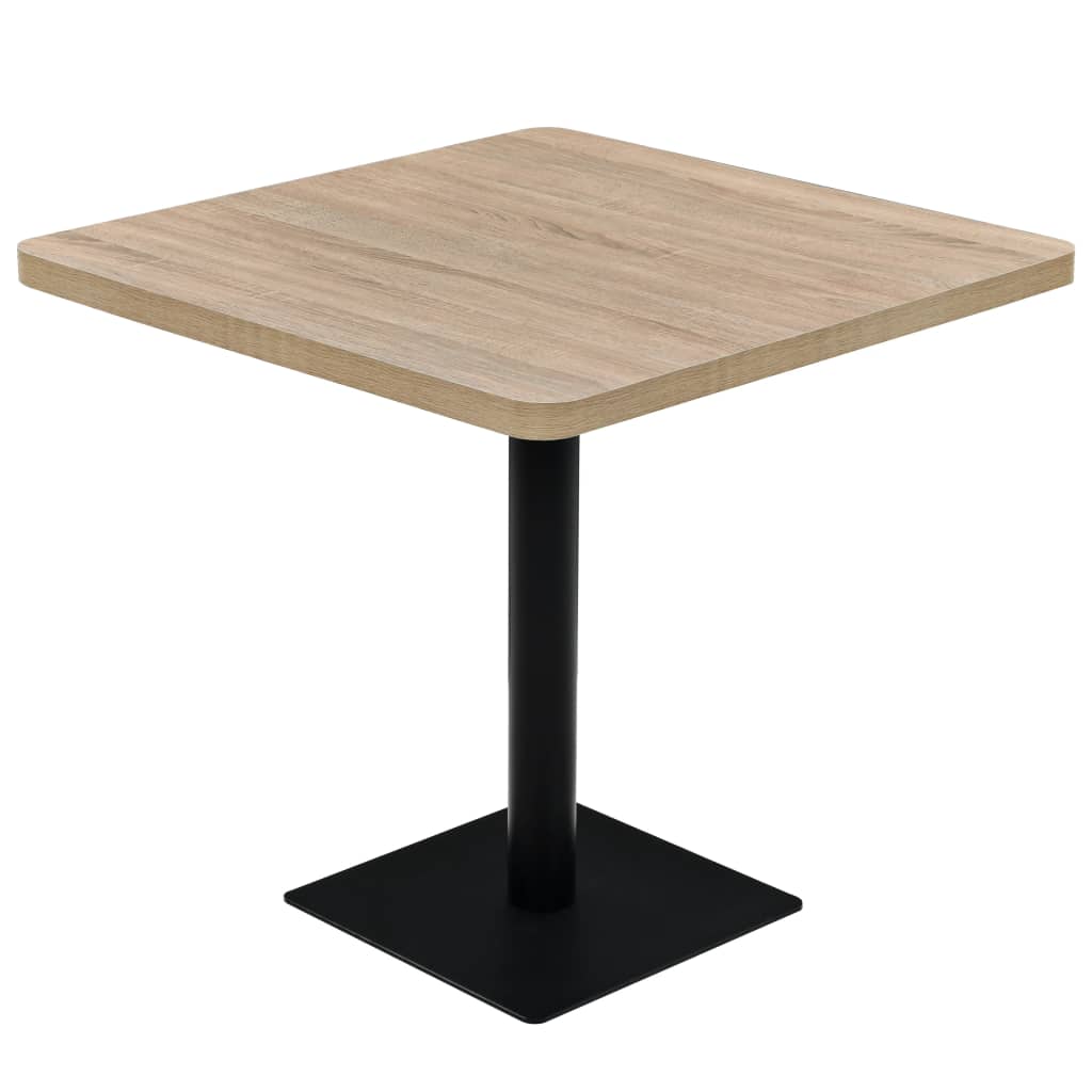 Table de bistro MDF et acier Carré 80x80x75 cm Couleur de chêne