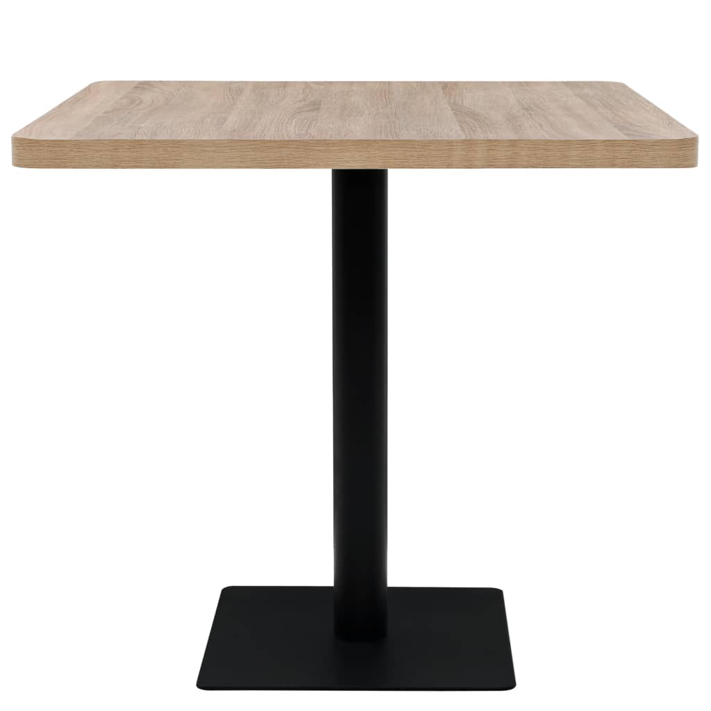 Table de bistro MDF et acier Carré 80x80x75 cm Couleur de chêne