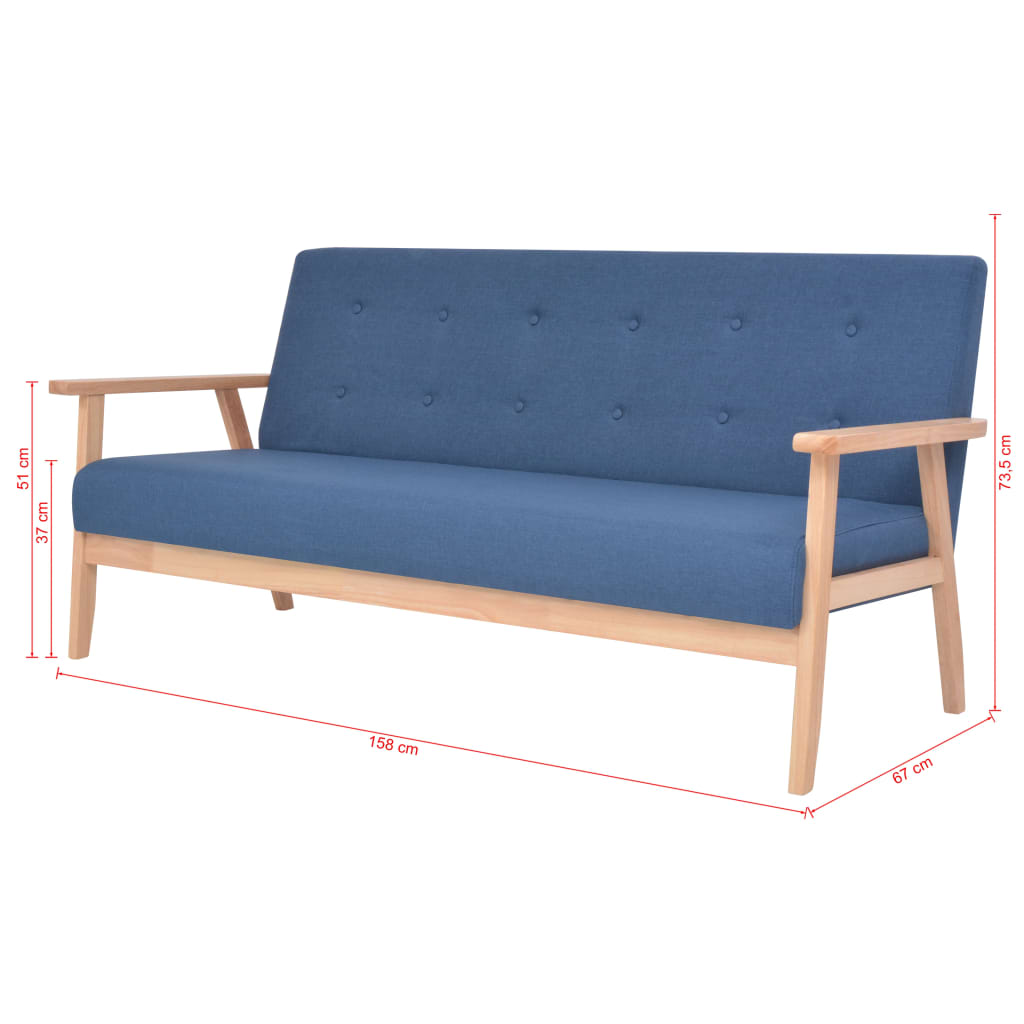 Ensemble de canapé 2 pcs Tissu bleu