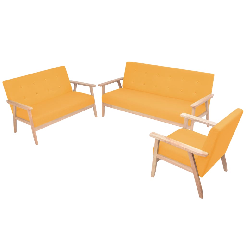 Ensemble de canapé 3 pcs Tissu jaune