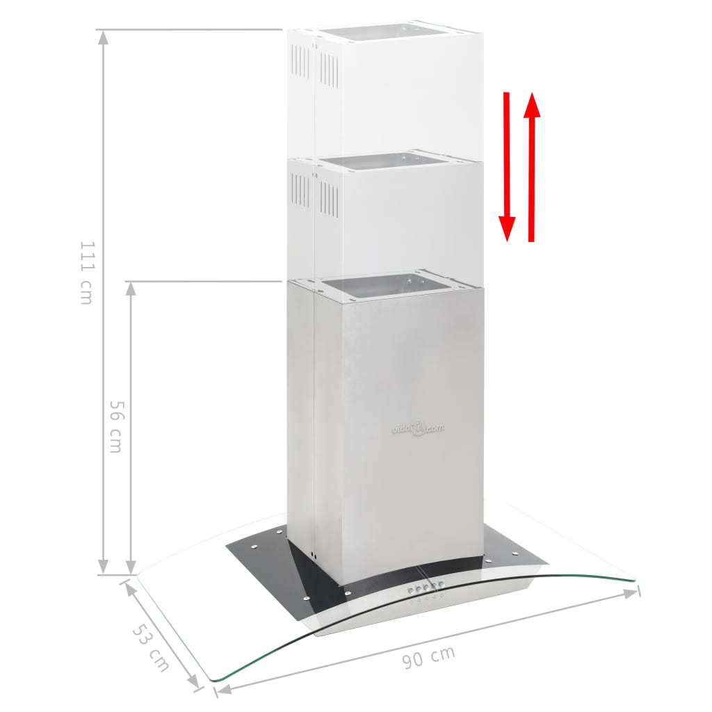 Hotte îlot 90 cm Acier inoxydable 756 m³/h LED