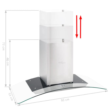 Hotte murale 90 cm Acier inoxydable 756 m³/h LED