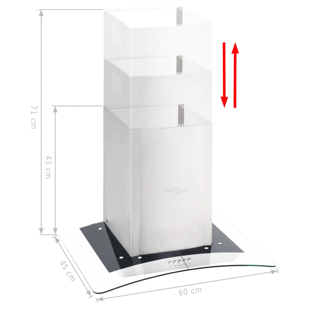 Hotte murale 60 cm Acier inoxydable 756 m³/h LED