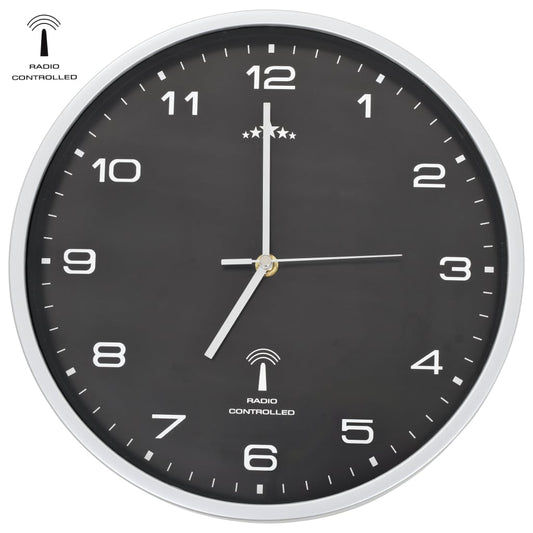 Horloge murale radioguidée avec mouvement à quartz 31 cm Noir