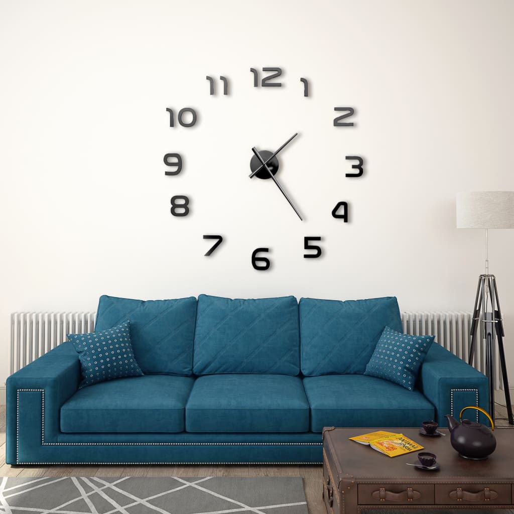 Horloge murale 3D Design moderne 100 cm XXL Noir