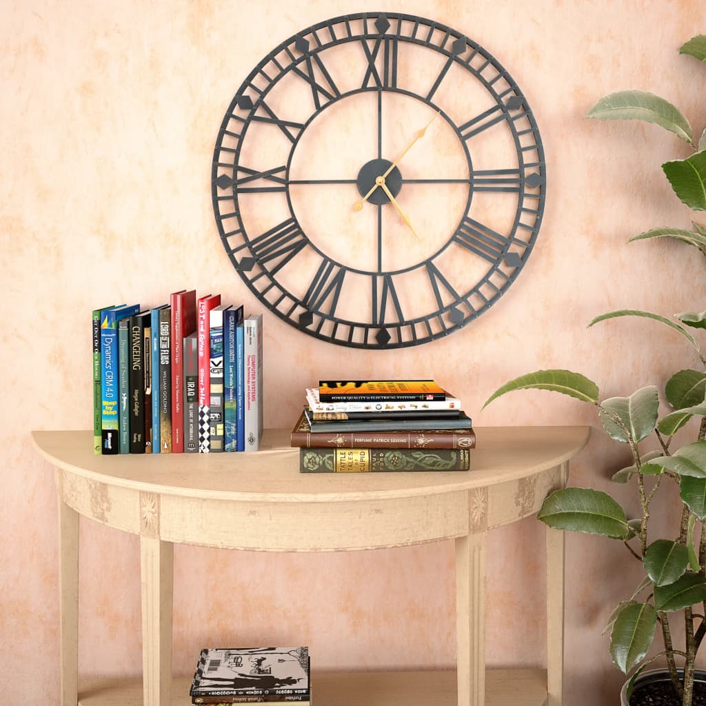 Horloge murale vintage avec mouvement à quartz Métal 60 cm XXL